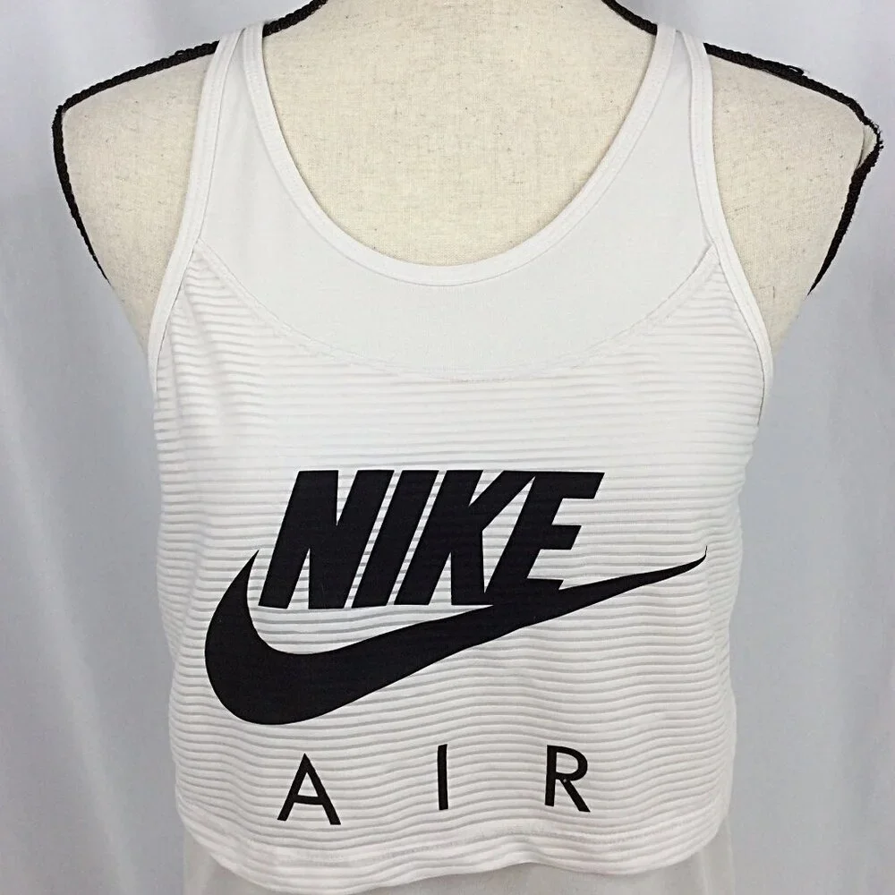 Nike AIR Women's Layered Tank‎ Top Size Small White Black Racerback
